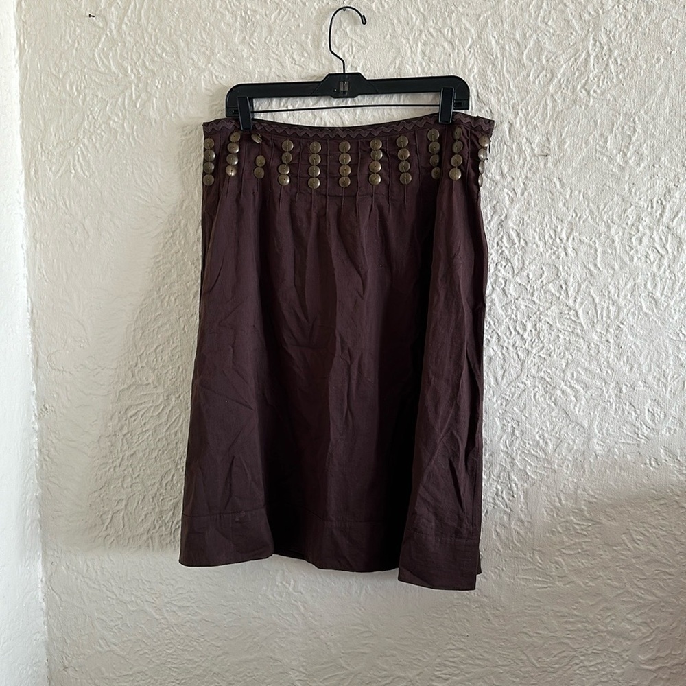 Tory Burch Brown Metal Embellishments A-Line Skirt 12
